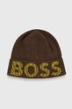 Шапка з домішкою вовни BOSS з додаванням вовни зелений 50495296