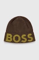 BOSS czapka z domieszką wełny z domieszką wełny zielony 50495296