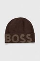 BOSS czapka z domieszką wełny z domieszką wełny zielony 50495296