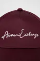 Armani Exchange czapka z daszkiem bawełniana bordowy