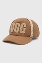 UGG czapka z daszkiem aplikacja brązowy 100065