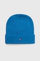 Tommy Hilfiger czapka z domieszką kaszmiru z domieszką wełny niebieski AM0AM10337