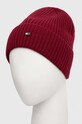 Σκούφος από κασμίρ Tommy Hilfiger AM0AM11508 μπορντό AW23