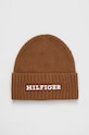 Čepice z vlněné směsi Tommy Hilfiger hnědá AM0AM11737