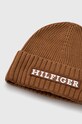 Akcesoria Tommy Hilfiger czapka z domieszką wełny AM0AM11737 brązowy