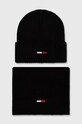 Шапка и шал Tommy Jeans тънък черен AM0AM11677