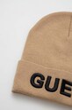 Guess czapka z domieszką wełny AM5027.POL01 beżowy AW24
