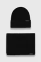 czarny Calvin Klein czapka i szalik z domieszką kaszmiru Męski