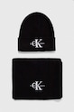 Bavlnená čiapka a šál Calvin Klein Jeans bavlna čierna K50K511199