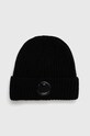 C.P. Company berretto in lana EXTRAFINE MERINO WOOL LENS BEANIE semplice nero 15CMAC272A005509A