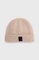 Čepice z vlněné směsi Neil Barett FISHERMAN BEANIE hladký béžová PBCP335.V9505.9601