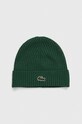 Вовняна шапка Lacoste вовна зелений RB0001