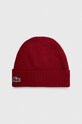 Lacoste czapka wełniana wełna bordowy RB0001