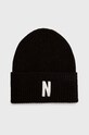 Norse Projects czapka wełniana Merino Lambswool Rib N Logo Beanie wełna brązowy N95.0953.1037
