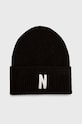 Čepice Norse Projects Merino Lambswool Rib N Logo Beanie vlna hnědá N95.0953.1037