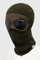C.P. Company wool balaclava EXTRAFINE MERINO WOOL GOGGLE BALACLAVA green 15CMAC301A005509A