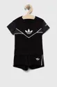чёрный Хлопковый костюм для младенцев adidas Originals Детский