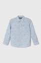Dětská bavlněná košile Tommy Hilfiger dlouhý modrá KB0KB08311.128.176.9BYX
