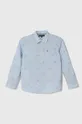 голубой Детская хлопковая рубашка Tommy Hilfiger Для мальчиков