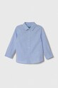 Детская хлопковая рубашка United Colors of Benetton длинный голубой 5DGXGQ00I.P.REPROP.9BYX