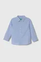 голубой Детская хлопковая рубашка United Colors of Benetton Для мальчиков
