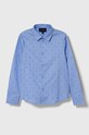 Детская хлопковая рубашка Emporio Armani длинный голубой 6R4C86.1NVYZ