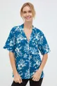 Сорочка з домішкою льону Roxy x Lisa Ansersen блакитний