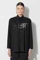 Хлопковая рубашка MM6 Maison Margiela Long-Sleeved Shirt S62DT0023 чёрный AW23