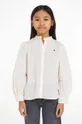 бежевый Детская хлопковая рубашка Tommy Hilfiger Для девочек