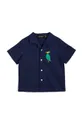 Παιδικό βαμβακερό πουκάμισο Mini Rodini σκούρο μπλε