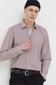 Bavlnená košeľa HUGO slim burgundské 50495068