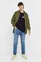 American Vintage camasa din velur MPADO06AH23 verde AW23