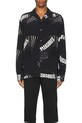 Хлопковая рубашка PLEASURES Fans Long Sleeve Button Down узор чёрный P23W003.BLACK