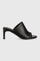 Calvin Klein infradito in pelle CURVED STILETTO MULE pelle fiore nero HW0HW01628