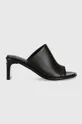 μαύρο Δερμάτινες παντόφλες Calvin Klein CURVED STILETTO MULE Γυναικεία
