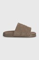 adidas Originals papuci din piele Adilette Essential piele întoarsă maro IE9649