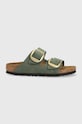 Nubukové pantofle Birkenstock Arizona semišová kůže zelená 1025367