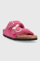 Birkenstock klapki zamszowe Arizona Shearling różowy