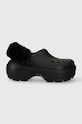 Crocs papuci Stomp Lined Clog platformă negru 208546.001