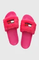 ροζ Παντόφλες Tommy Jeans TJW FUR POOL SLIDE Γυναικεία
