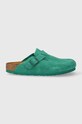 Birkenstock papuci din piele piele întoarsă verde 1026165