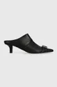 чорний Шкіряні туфлі MM6 Maison Margiela Slipper Жіночий
