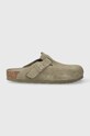 Birkenstock klapki zamszowe Boston zielony 1019054