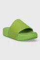 Kožené pantofle Y-3 IG1084 SLIDE zelená