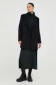 Μάλλινο παλτό Bruuns Bazaar μαύρο