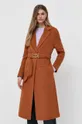 Шерстяное пальто Twinset коричневый