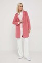 United Colors of Benetton płaszcz wełniany 2YDTDN012.71F różowy AW23