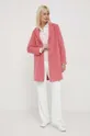 Μάλλινο παλτό United Colors of Benetton ροζ