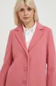 różowy United Colors of Benetton płaszcz wełniany