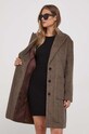 Παλτό από μείγμα μαλλιού United Colors of Benetton 2STBDN03Z.903 καφέ